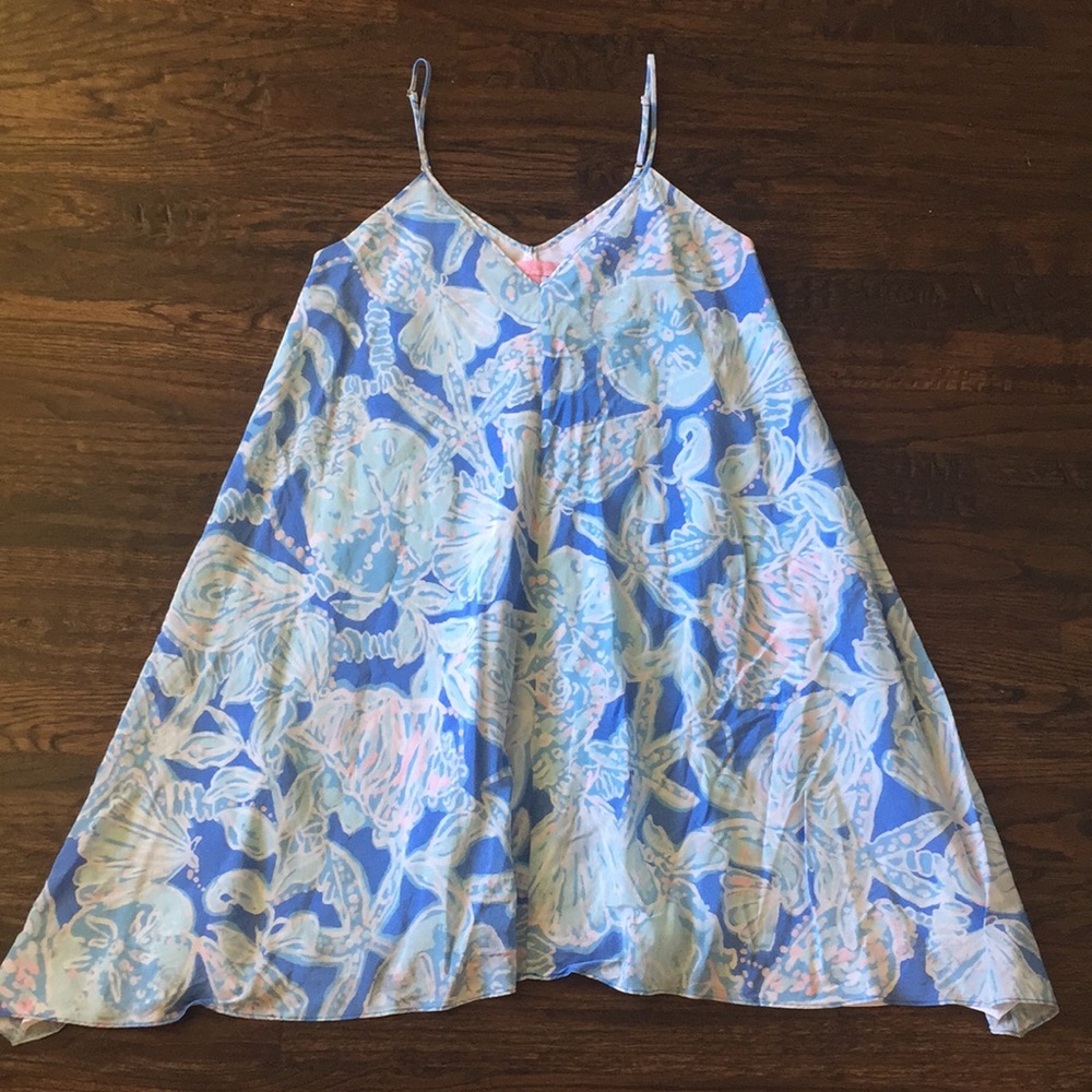 Lilly Pulitzer Blue Strappy Silk Slip Dress